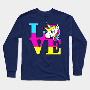 Cute Kawaii Unicorn Rainbow Love Unicorn Gift For Kids Long Sleeve T-Shirt